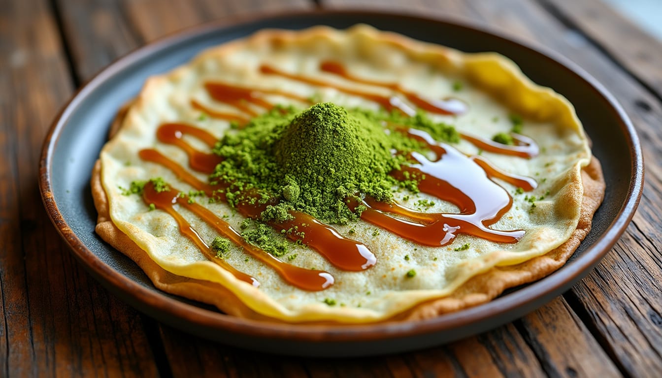 découvrez une expérience gustative unique avec notre crêpe au caramel et matcha, alliant la douceur de la bretagne et l'exotisme du japon. parfaite pour une chandeleur inoubliable à toulouse, cette recette audacieuse ravira vos papilles et surprendra vos invités !